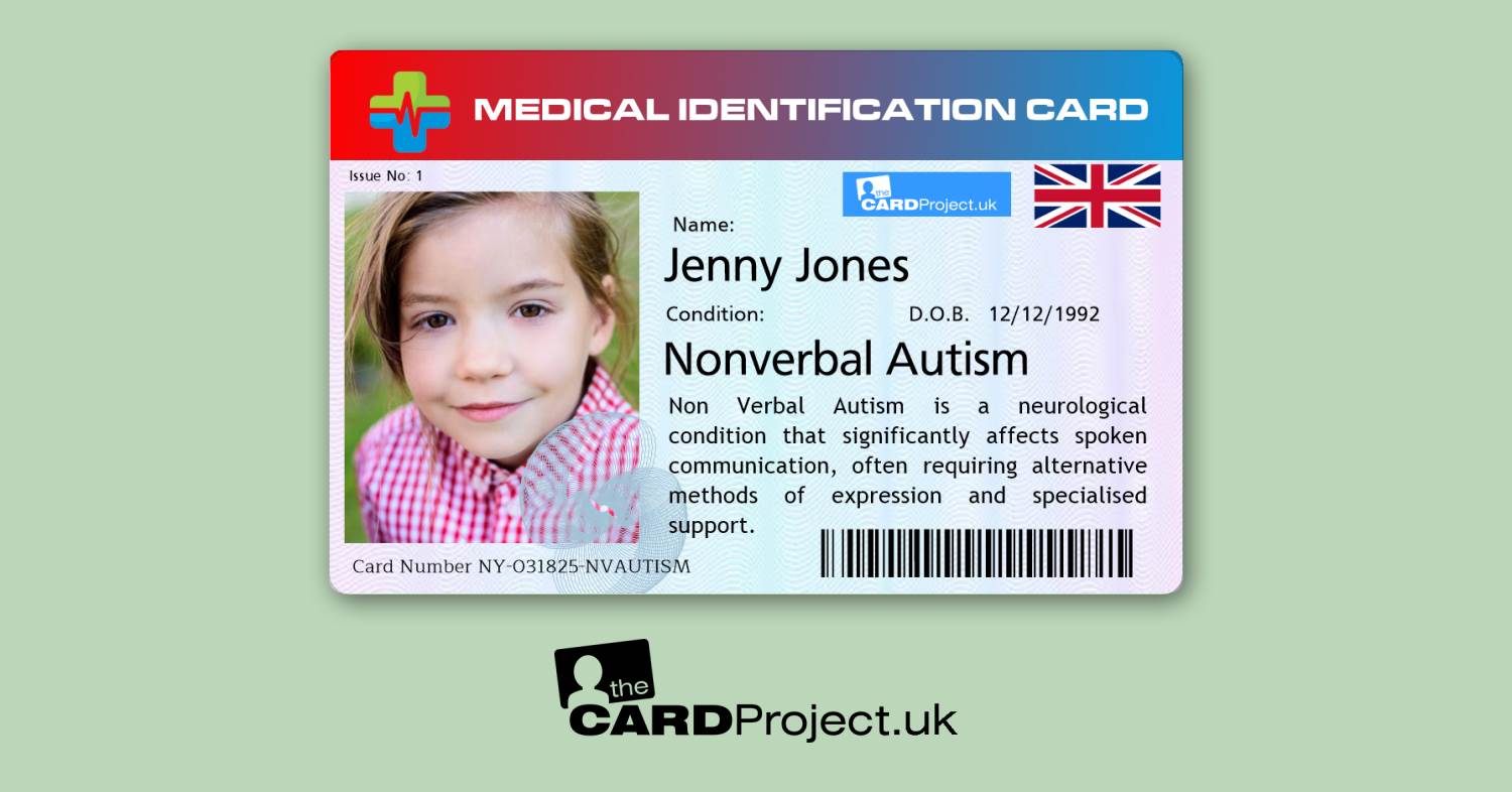 Nonverbal Autism Premium Medical Card (FRONT)